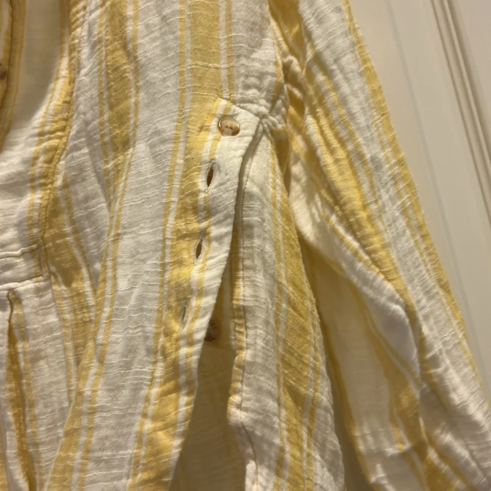 Anthropologie Side-Button Tunic Top Butter Yellow